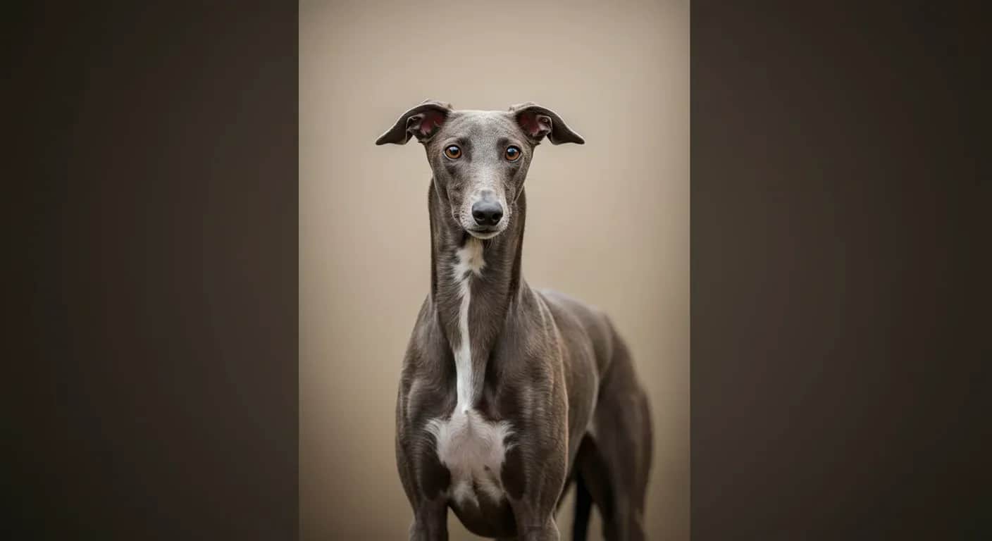 Close-up portrait of a Greyhound showing their characteristic short, smooth coat that produces moderate shedding, demonstrating the breed's elegant appearance and fine hair texture discussed in the article