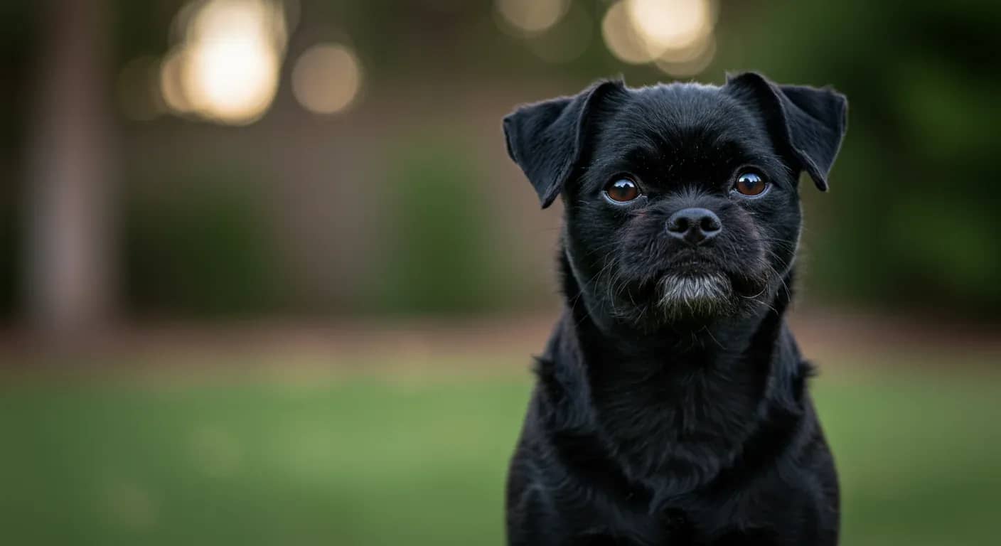 Portrait of a confident black Affenpinscher dog with distinctive monkey-like facial features, demonstrating the breed's alert and fearless temperament discussed in the article