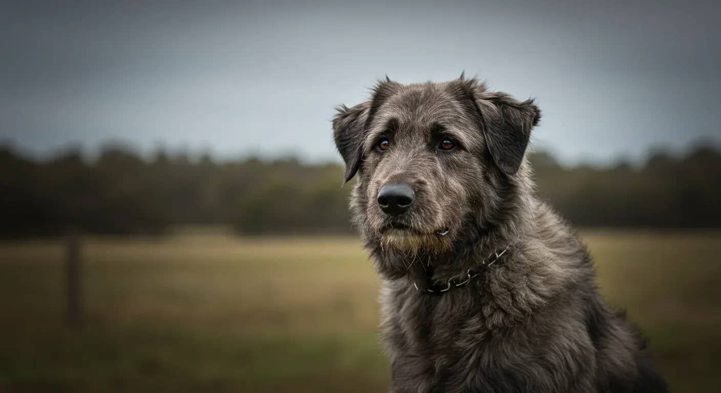 A centered portrait of a Bouvier des Flandres displaying the calm, intelligent temperament described in the article, showcasing their characteristic shaggy coat and confident expression