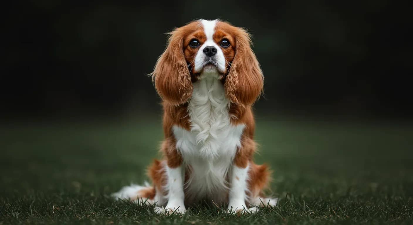A perfectly groomed Cavalier King Charles Spaniel with silky coat and distinctive feathering, demonstrating the results of proper grooming care discussed in the article