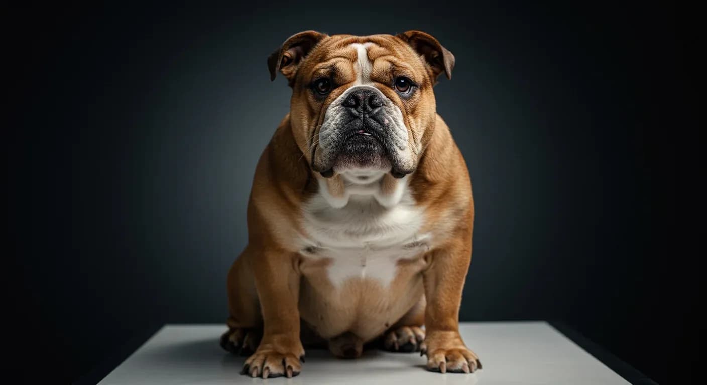 Close-up portrait of an English Bulldog showing the characteristic facial wrinkles and skin folds that require special care to prevent skin conditions