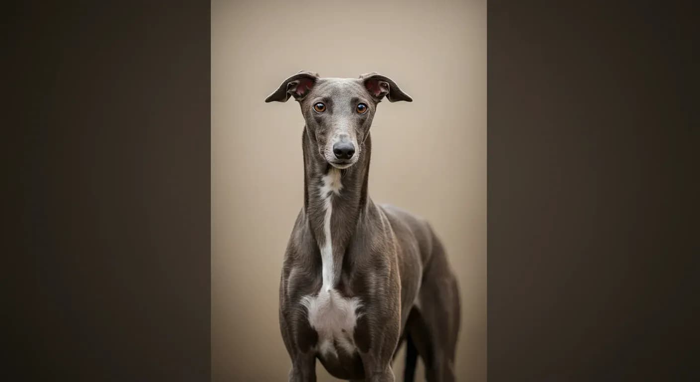 Close-up portrait of a Greyhound showing their characteristic short, smooth coat that produces moderate shedding, demonstrating the breed's elegant appearance and fine hair texture discussed in the article