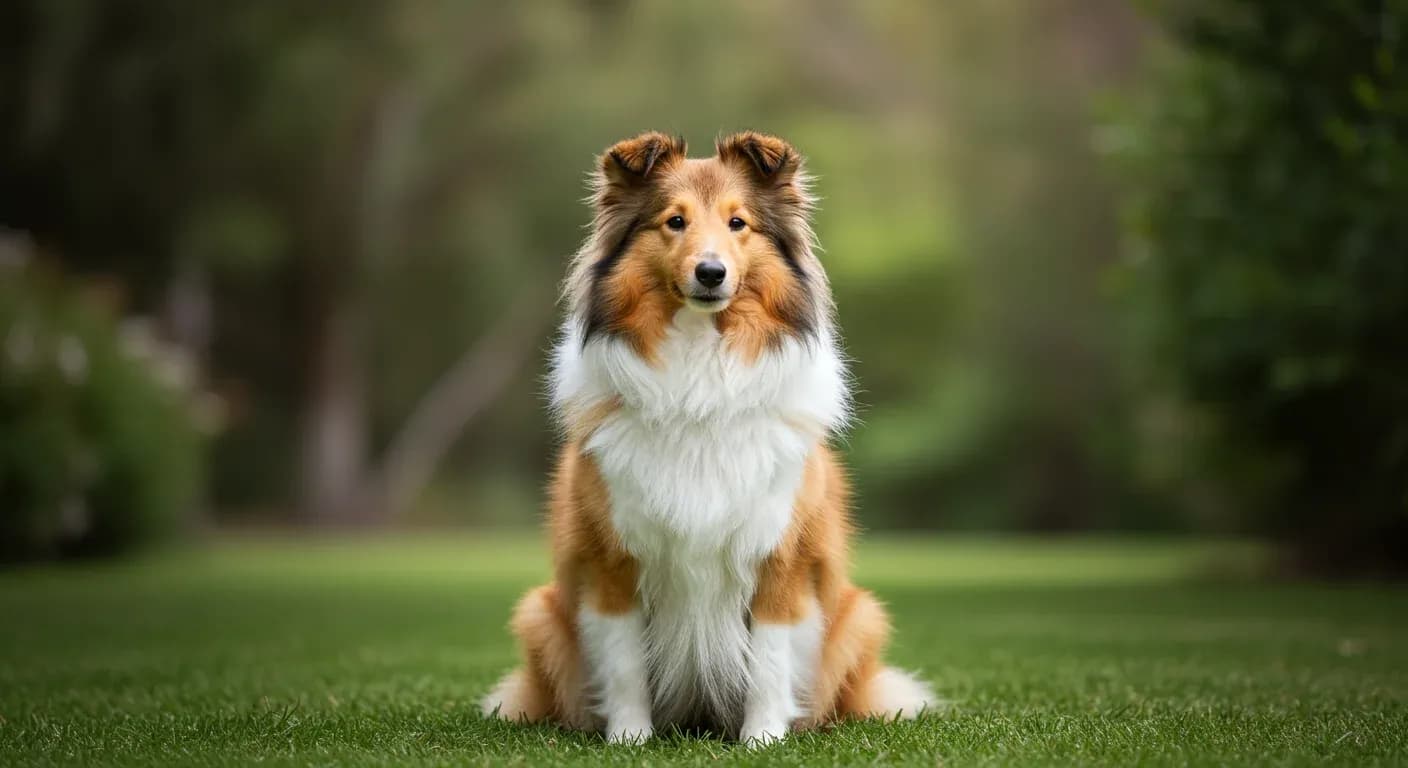 A professionally photographed Shetland Sheepdog with its characteristic double coat prominently displayed, demonstrating the beautiful coat that requires specialized grooming techniques discussed in the article