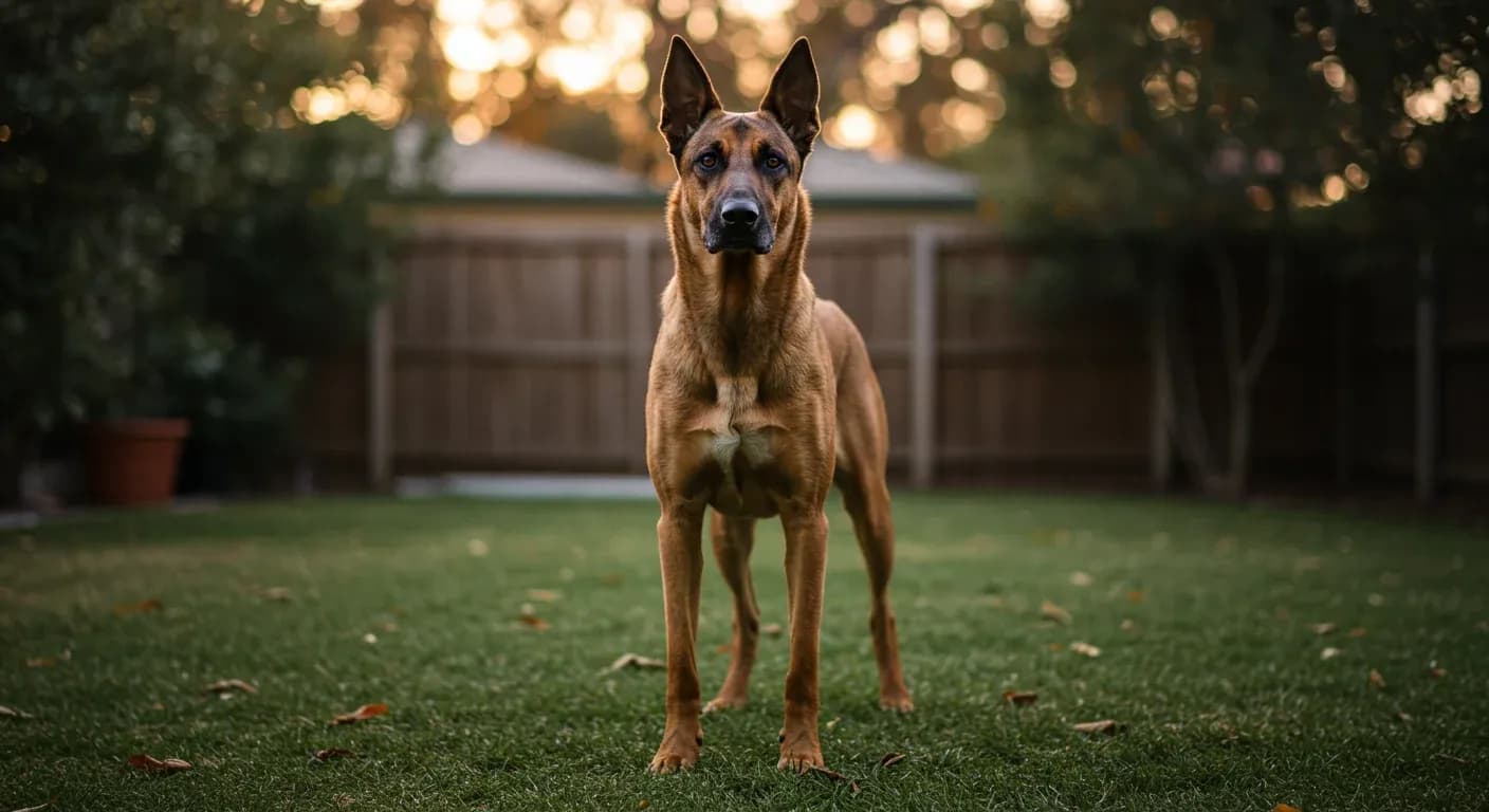 A Canaan Dog standing alertly in a backyard, demonstrating the breed's characteristic protective and confident temperament discussed in the article