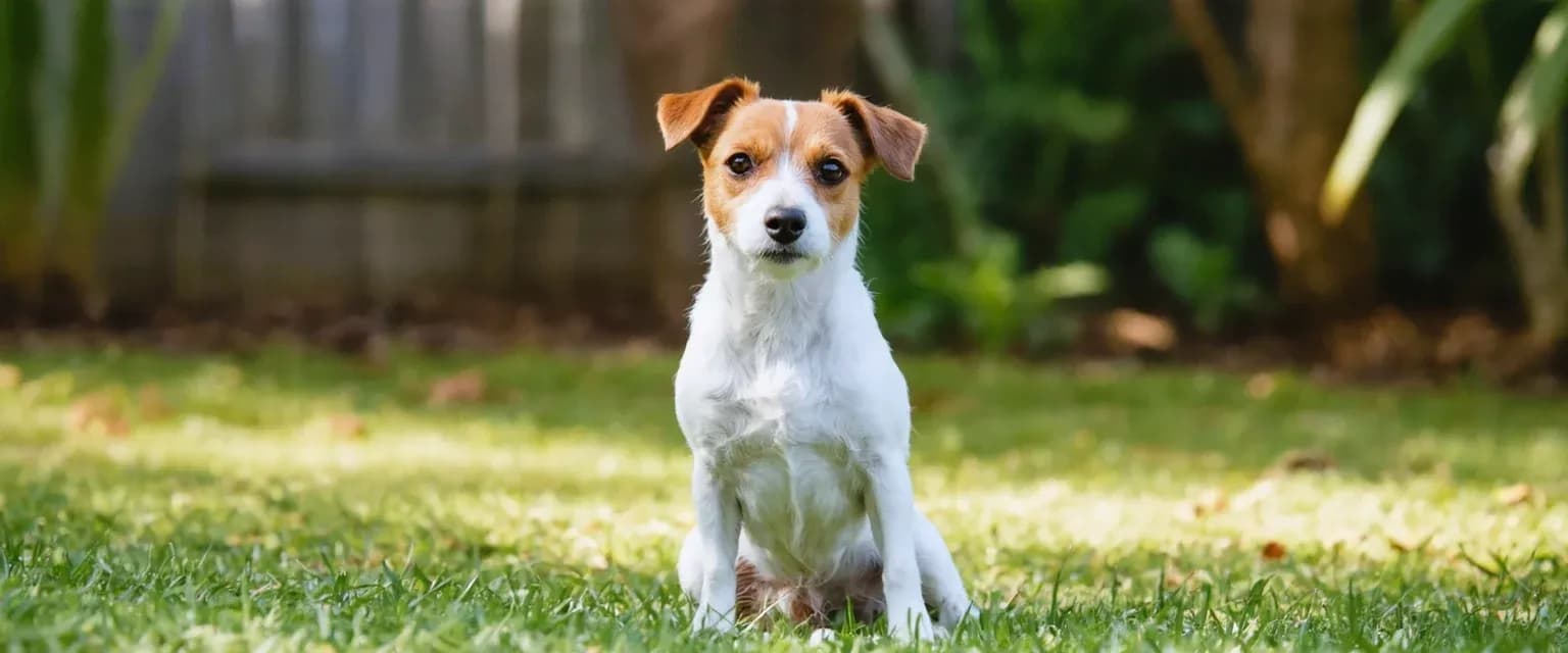 Alert Jack Russell Terrier sitting centered in frame during training, demonstrating the focused temperament and intelligence discussed in the article about understanding their personality for better training