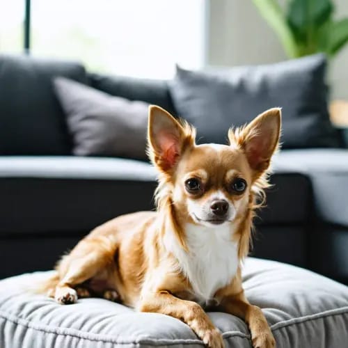 Chihuahua: Tiny dog with big personality on bright living room cushion