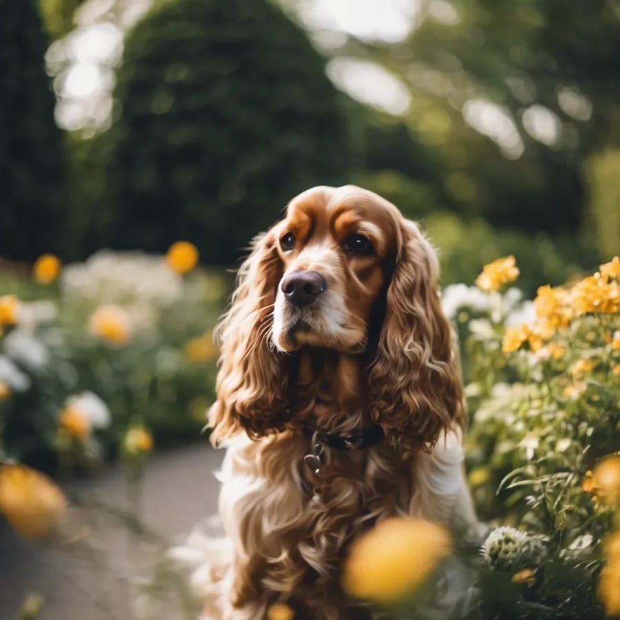 Cocker Spaniel in a garden