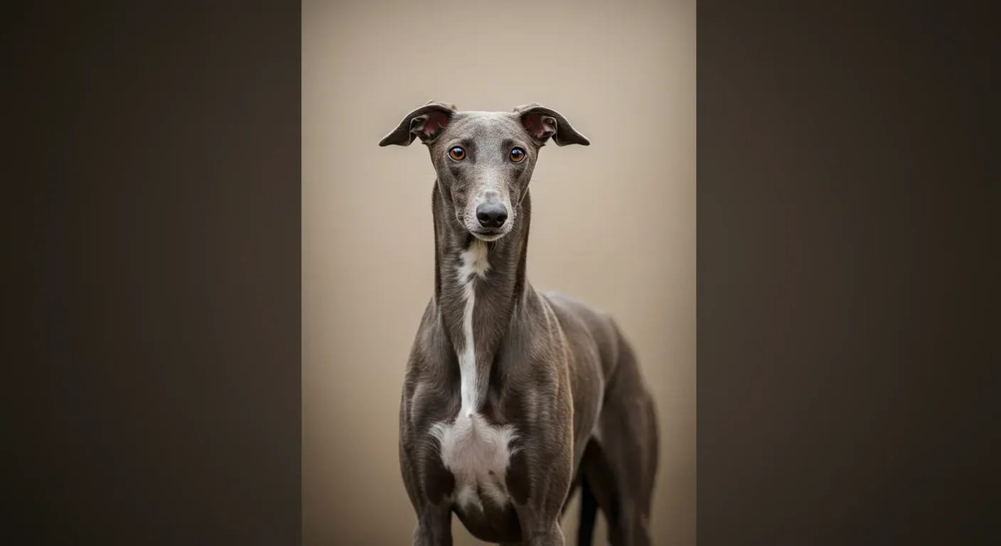 Close-up portrait of a Greyhound showing their characteristic short, smooth coat that produces moderate shedding, demonstrating the breed's elegant appearance and fine hair texture discussed in the article