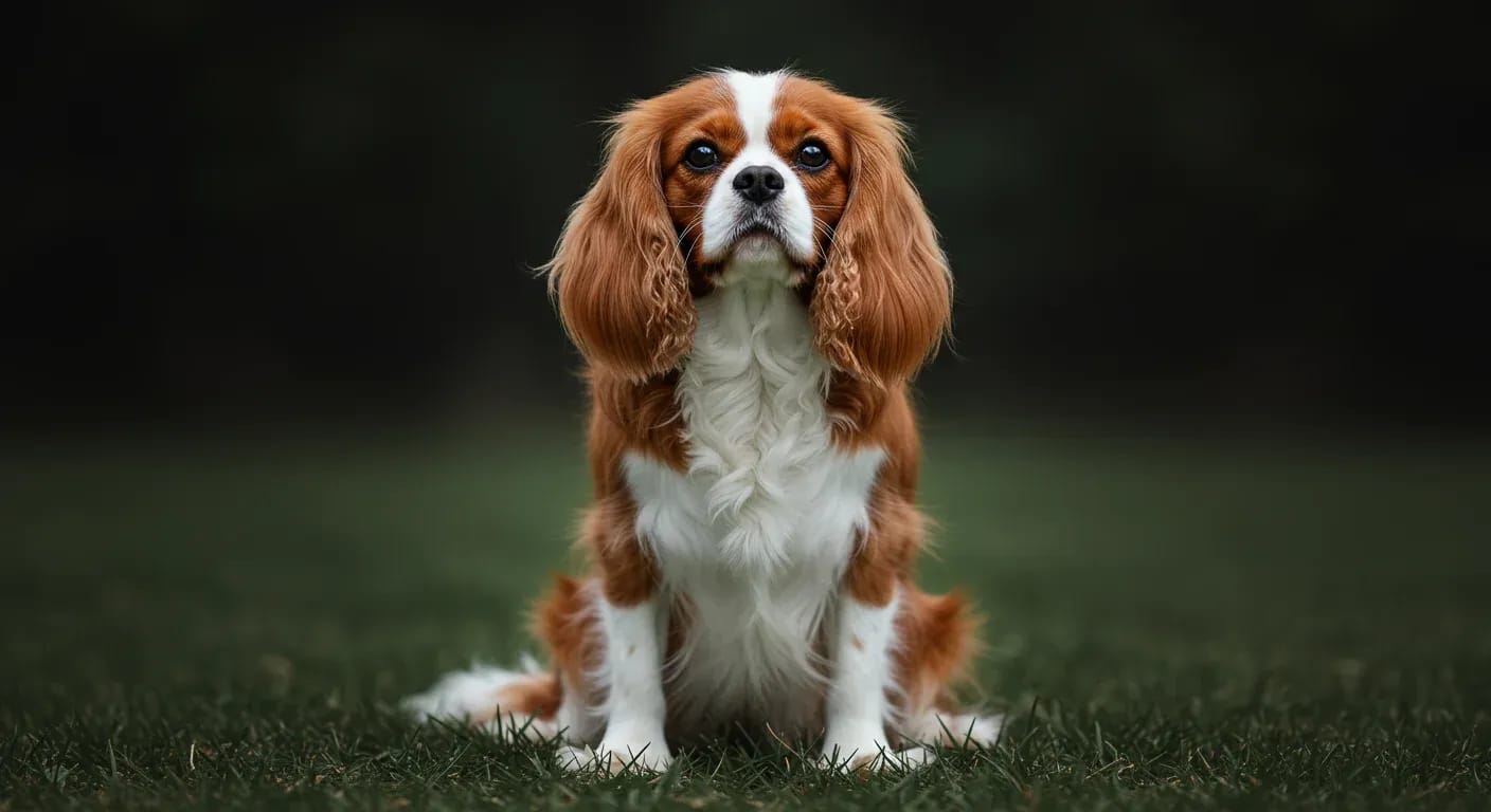A perfectly groomed Cavalier King Charles Spaniel with silky coat and distinctive feathering, demonstrating the results of proper grooming care discussed in the article