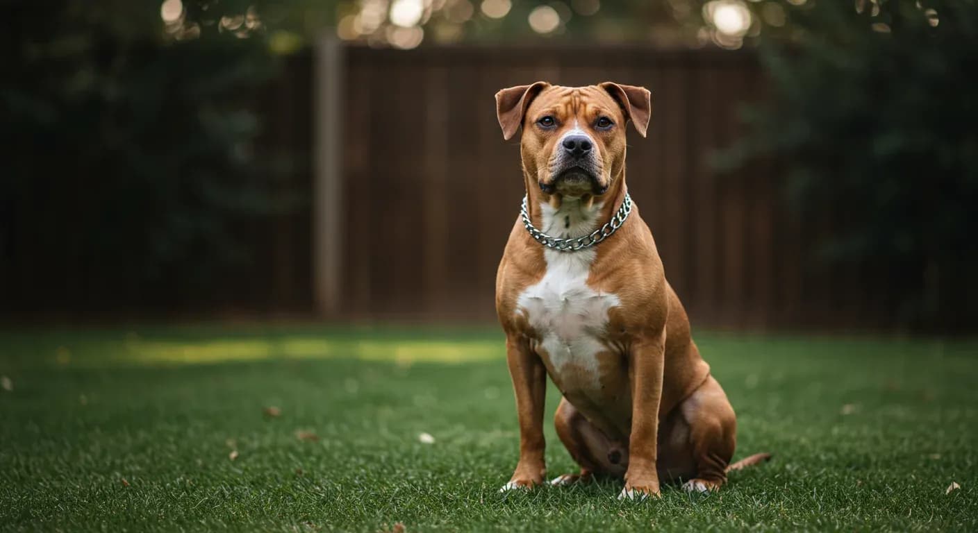 Professional portrait of a calm American Bulldog demonstrating proper training and temperament management, relevant to understanding and addressing aggression issues in the breed